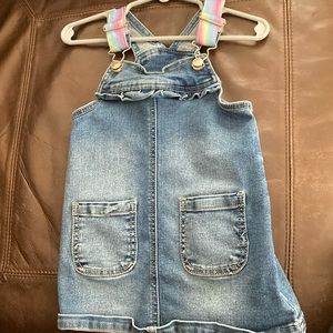 2T little girls Jean dress. Rainbow straps